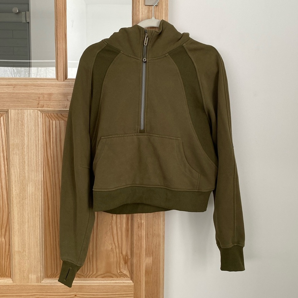 Cropped Olive Green Hoodie